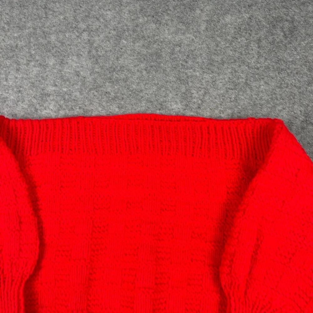 Tender Loving Care Knit Sweater Womens Small Red Boat Neck‎ Vintage Handmade 80s
